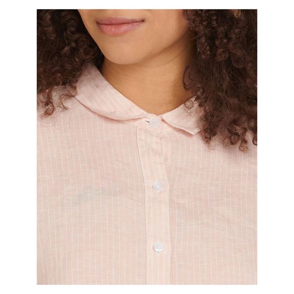 BARBOUR Womens Pink Pinstripe Point Collar Button Up Top 8 - Picture 3 of 3